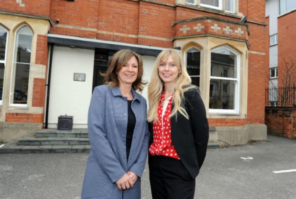 Maria Moore and Lucy Whitaker outside the Moore Motoring Law office at 7 The Ropewalk, Nottingham