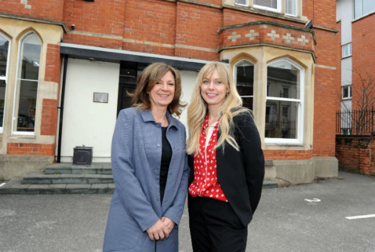 Maria Moore and Lucy Whitaker outside the Moore Motoring Law office at 7 The Ropewalk, Nottingham